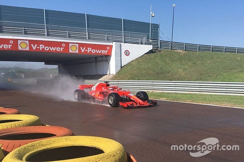 Giovinazzi a Fiorano sulla Ferrari SF71H per il test Pirelli sul bagnato