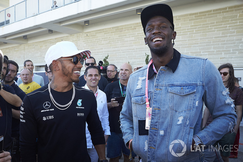 Lewis Hamilton, Mercedes AMG F1, conoce a Usain Bolt