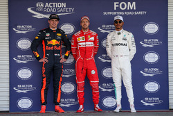 Pole pozisyonu Sebastian Vettel, Ferrari,2. Max Verstappen, Red Bull Racing, 3. Lewis Hamilton, Mer