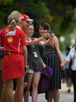 Sebastian Vettel, Ferrari, with Britta Roeske