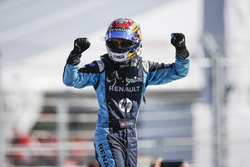 Sébastien Buemi, Renault e.Dams, celebrates after winning the race