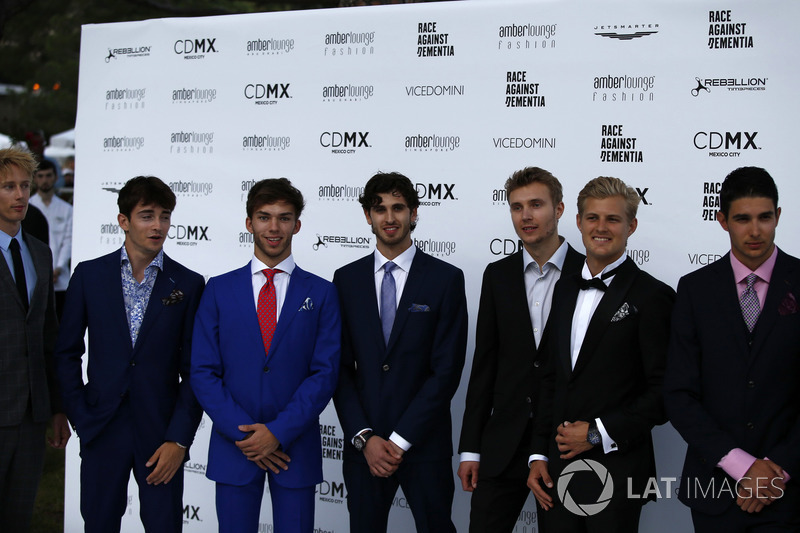 Brendon Hartley, Scuderia Toro Rosso, Charles Leclerc, Sauber, Pierre Gasly, Scuderia Toro Rosso, Antonio Giovinazzi, Ferrari, Sergey Sirotkin, Williams, Marcus Ericsson, Sauber y Esteban Ocon, Force India F1