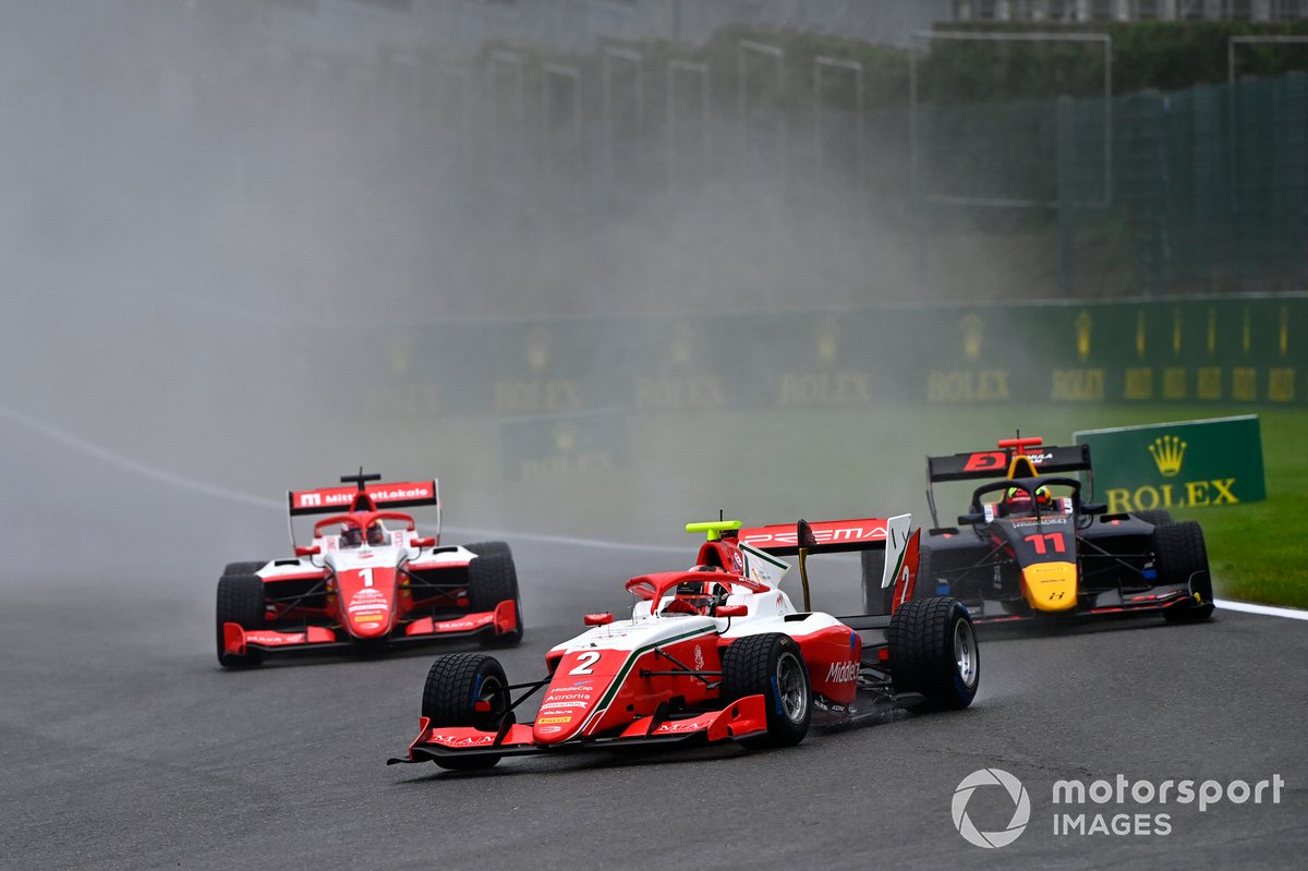 Arthur Leclerc, Prema Racing, Ayumu Iwasa, Hitech Grand Prix and Dennis Hauger, Prema Racing