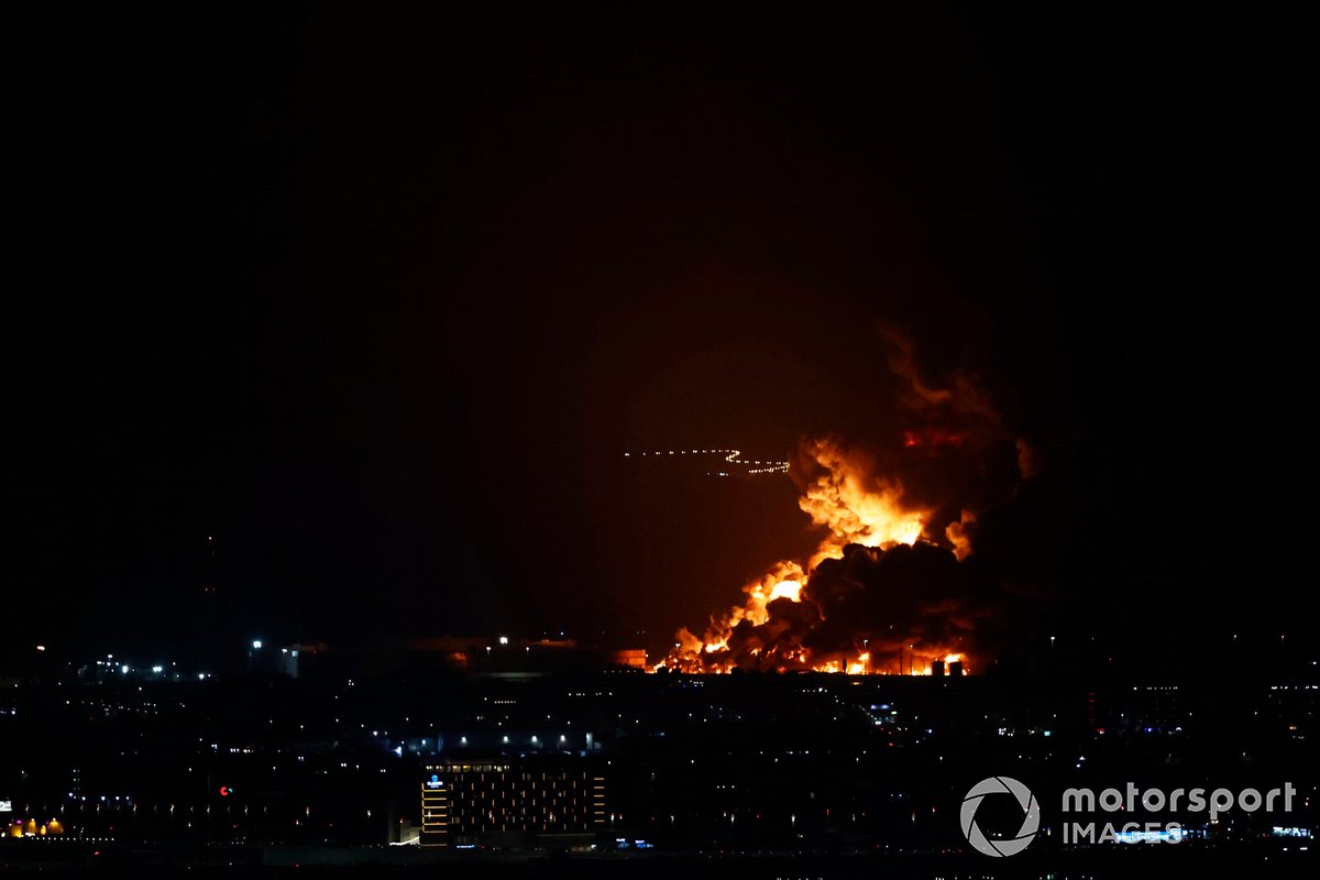 Incendio en la refinería de Yeda cerca del circuito