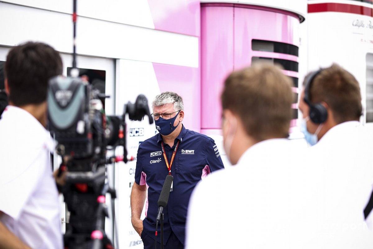 Otmar Szafnauer, Team Principal and CEO, Racing Point speaks to the media