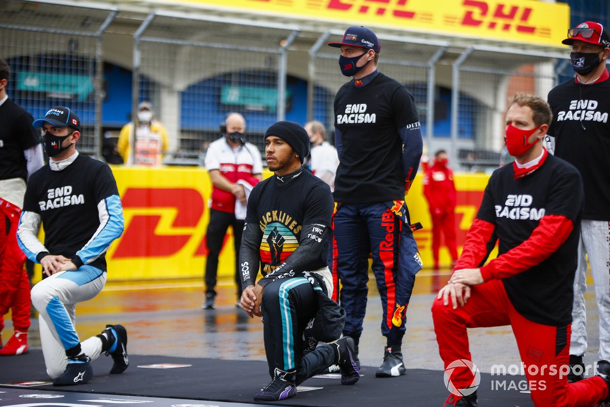 Lando Norris, McLaren, Lewis Hamilton, Mercedes-AMG F1, Max Verstappen, Red Bull Racing, Sebastian Vettel, Ferrari, et les autres pilotes supportent la campagne
