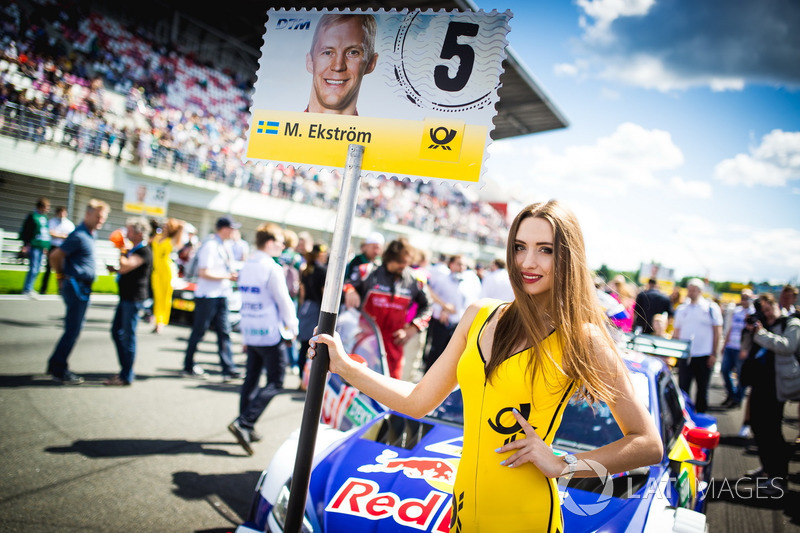 Grid girl of Mattias Ekström, Audi Sport Team Abt Sportsline, Audi A5 DTM