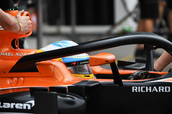 Fernando Alonso, McLaren MCL32, mit Cockpitschutz Halo