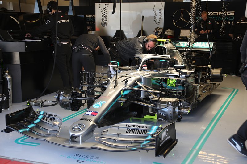 Mercedes AMG F1 W10 in the garage
