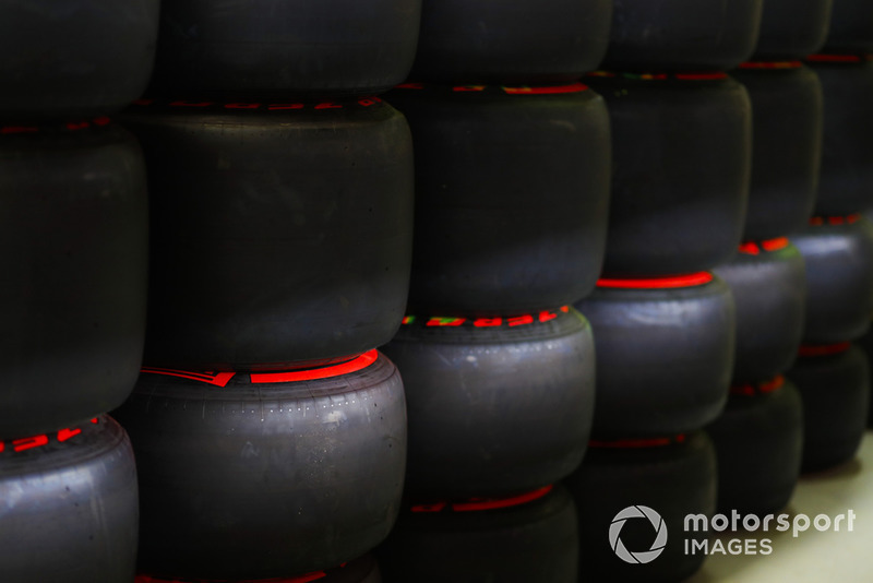 Stacks of Pirelli tyres