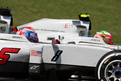 Romain Grosjean, Haas F1 Team VF-16 and team mate Esteban Gutierrez, Haas F1 Team VF-16 battle for position