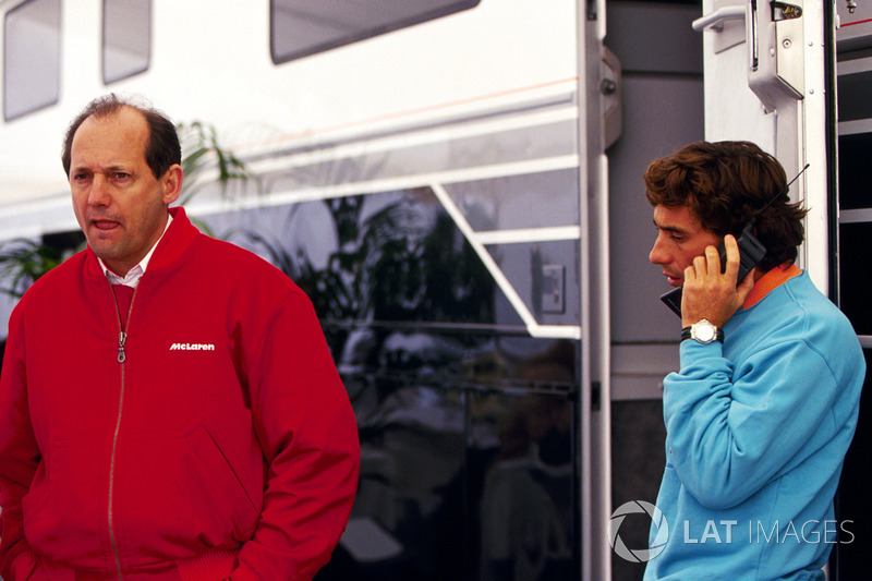McLaren-teambaas Ron Dennis en Ayrton Senna
