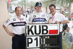 Willy Rampf, Teknik Direktör, BMW Sauber, Robert Kubica, BMW Sauber, ve Mario Theissen, Direktör, BM