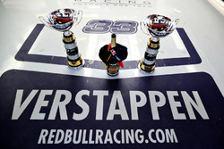 The winning trophies of Max Verstappen, Red Bull Racing