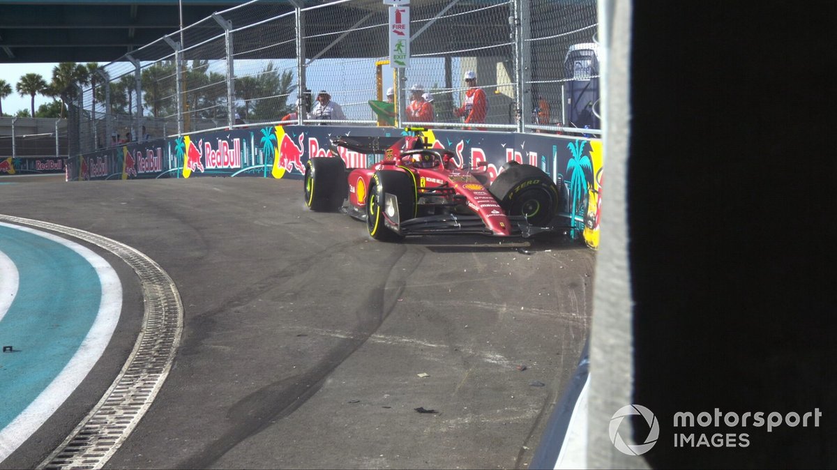 Así quedó el Ferrari de Carlos Sainz.