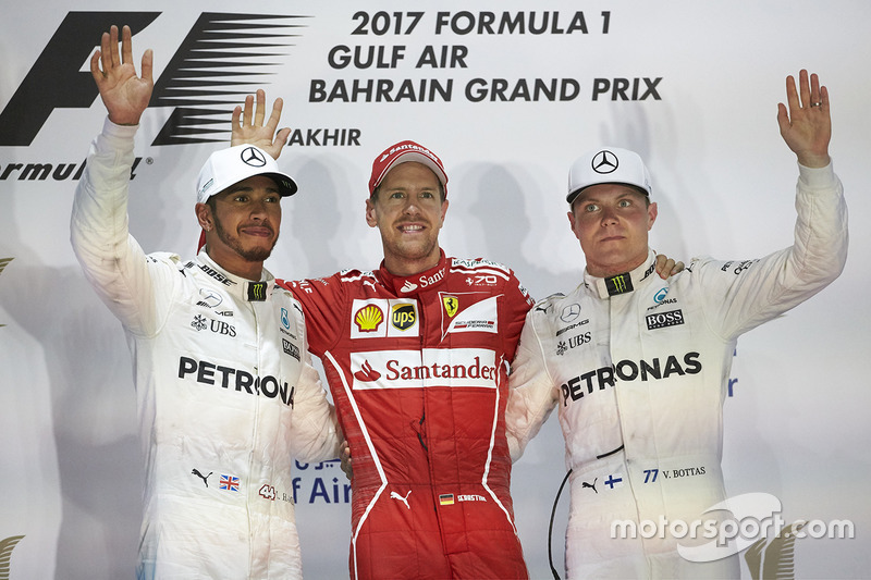 Podium: 1. Sebastian Vettel, Ferrari; 2. Lewis Hamilton, Mercedes AMG F1; 3. Valtteri Bottas, Mercedes AMG F1