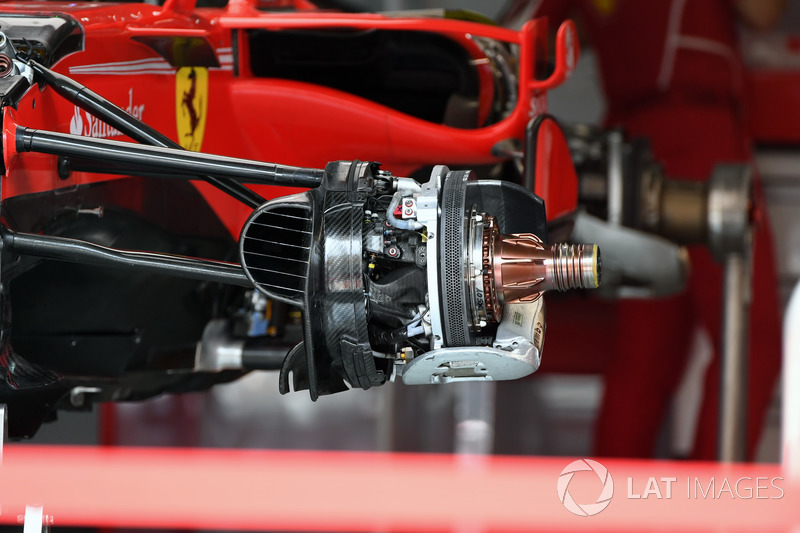 Ferrari SF70H front brake and wheel hub detail
