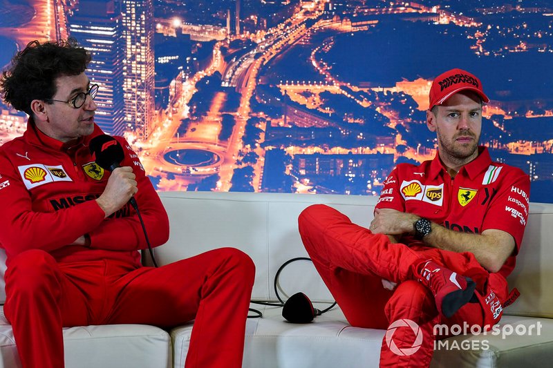 Mattia Binotto, directeur de Ferrari, et Sebastien Vettel, Ferrari