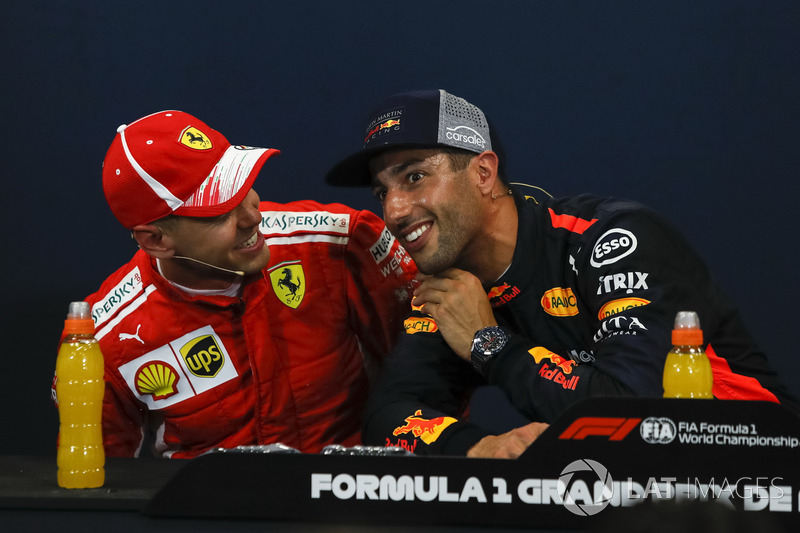 Sebastian Vettel, Ferrari and Daniel Ricciardo, Red Bull Racing in the Press Conference