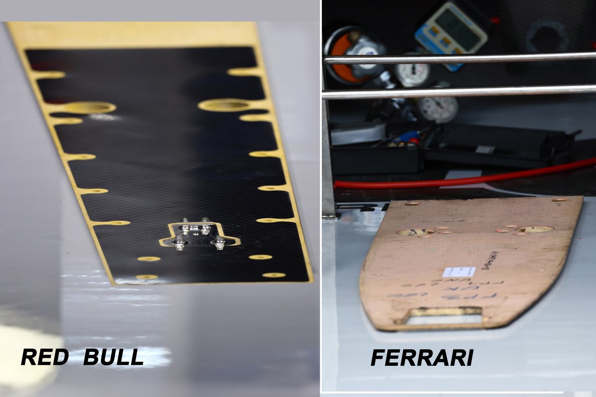 Aquí está la parte central del tablero del Red Bull RB18 y la parte del splitter del Ferrari F1-75