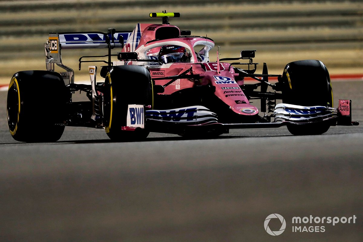 Lance Stroll met de lage downforce (Monza) vleugel op zijn RP20