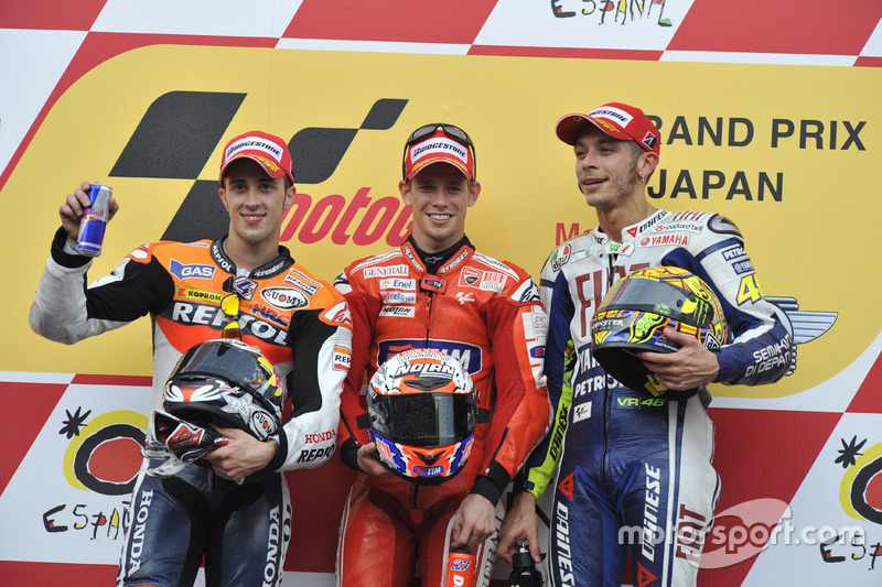 2010: 1. Casey Stoner, 2. Andrea Dovizioso, 3. Valentino Rossi