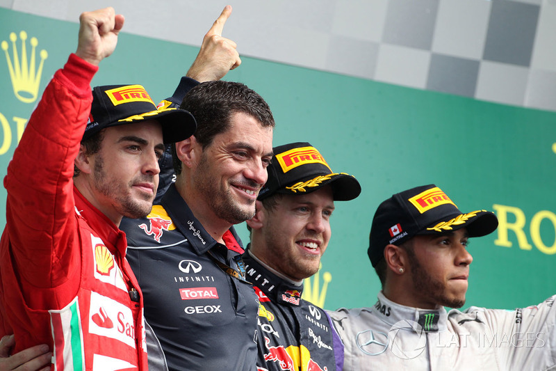2013: 1. Себастьян Феттель, 2. Фернандо Алонсо, 3. Льюис Хэмилтон