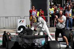 Race winner Lewis Hamilton, Mercedes AMG F1 arrives and celebrates in parc ferme