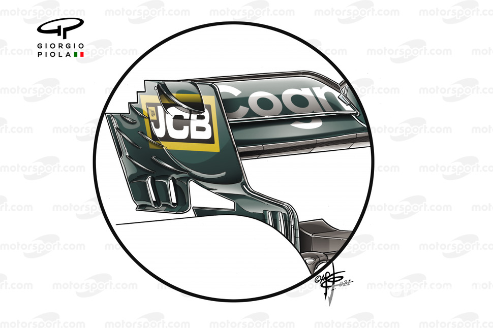 Endplate trasero del Aston Martin AMR21