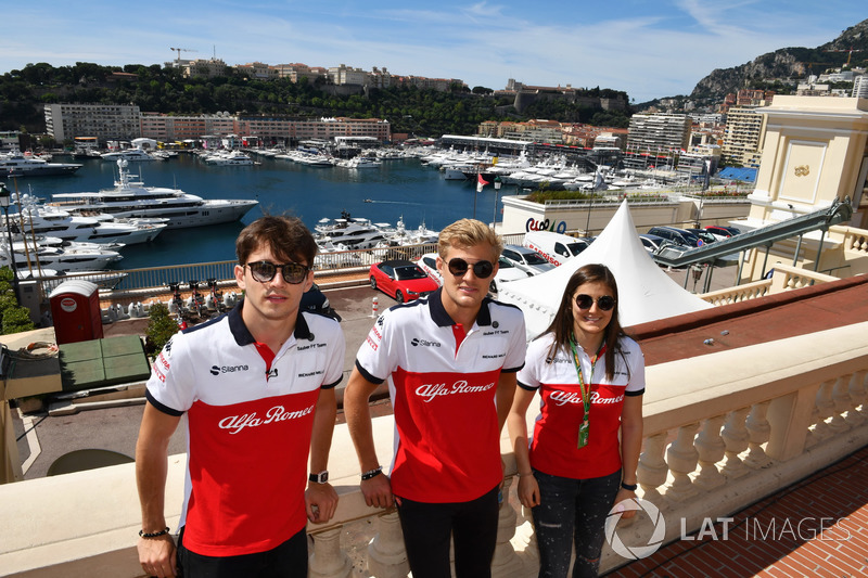 Charles Leclerc, Sauber, Marcus Ericsson, Sauber e Tatiana Calderon, tester Sauber