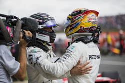 Second place Valtteri Bottas, Mercedes AMG F1, Race winner Lewis Hamilton, Mercedes AMG F1, congratu