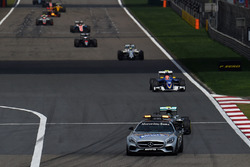 Nico Rosberg, Mercedes AMG F1 Team W07 leads behind the FIA Safety Car