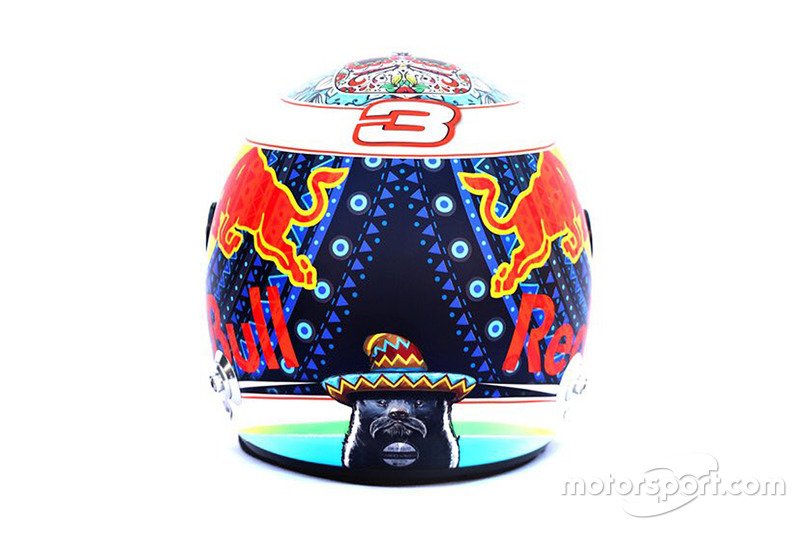 Diseño de casco especial de Daniel Ricciardo, Red Bull Racing, para el GP de México.