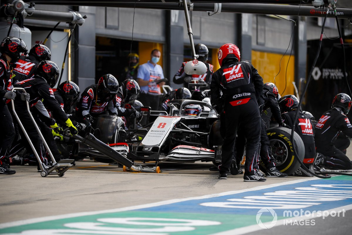 Romain Grosjean, Haas VF-20, in the pits