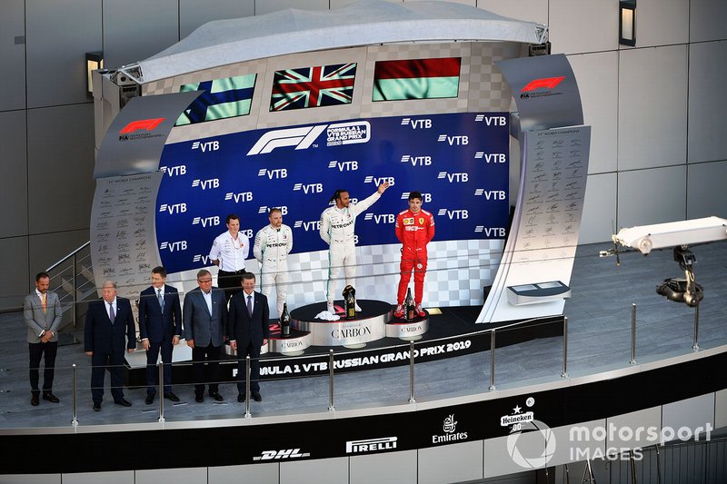 El podio del Gran Premio de Rusia de 2019.