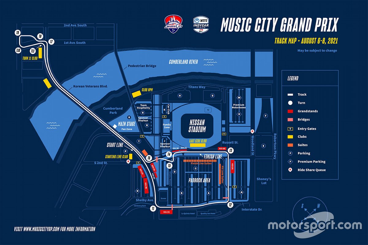 Layout sirkuit jalanan Music City Grand Prix