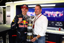 Max Verstappen, Red Bull Racing celebrates his first F1 win with father Jos Verstappen