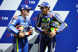 Il poleman Valentino Rossi, Yamaha Factory Racing, il secondo qualificato Maverick Viñales, Team Suzuki MotoGP