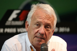 Charlie Whiting, FIA Delegate at a FIA Press Conference