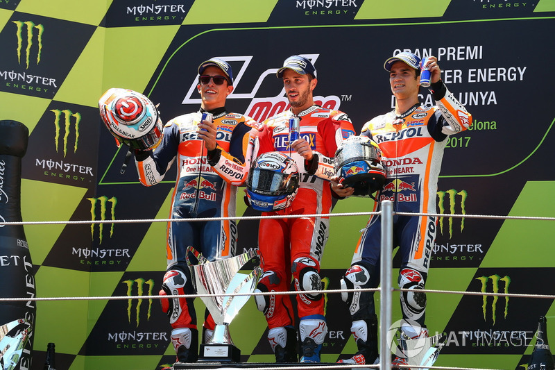 2017: 1. Andrea Dovizioso, 2. Marc Marquez, 3. Dani Pedrosa