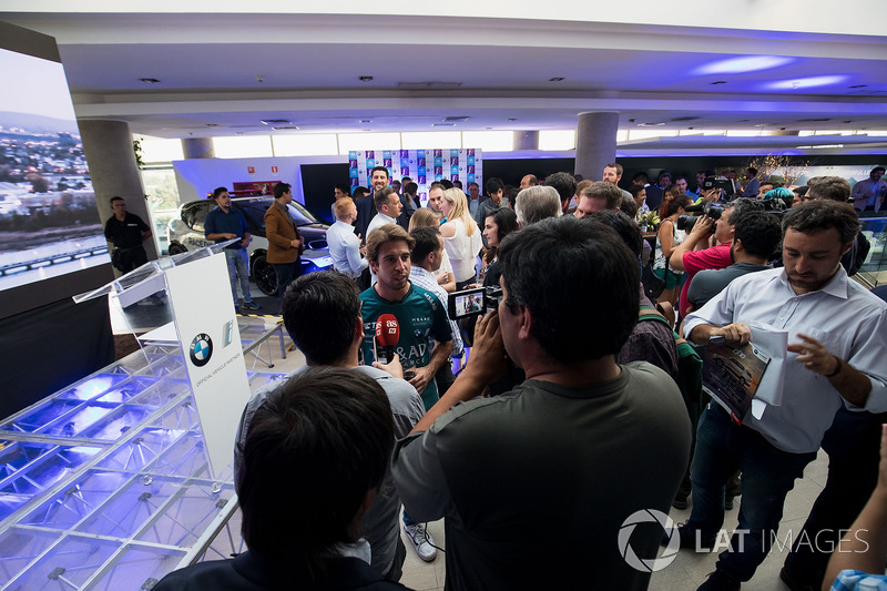 Antonio Felix da Costa, Andretti Formula E Team Team, talks to the press at the launch of the 2018 Qualcomm Safety Car
