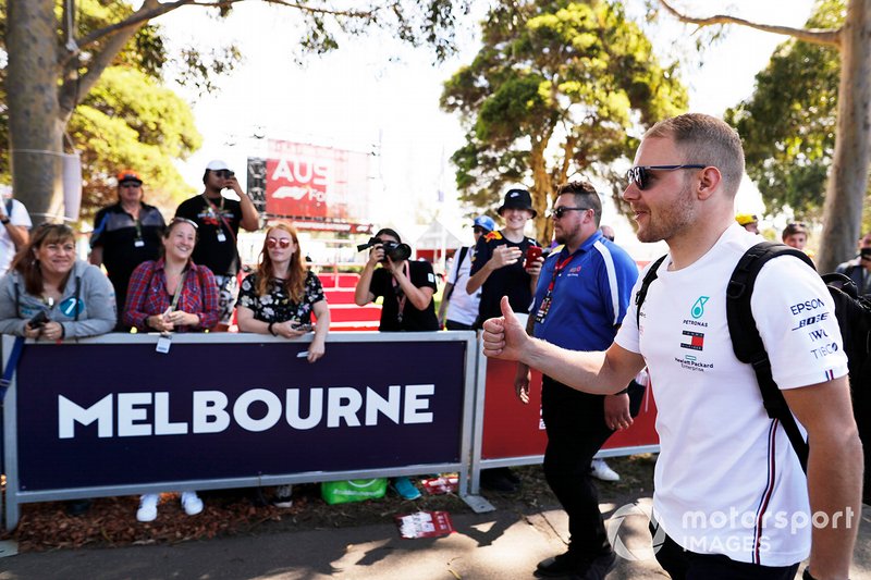 Valtteri Bottas, Mercedes-AMG Petronas F1, arrives at the track