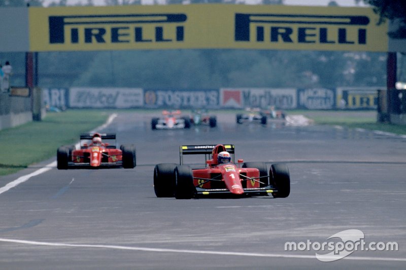 Alain Prost, Ferrari 641/2, lidera sobre Nigel Mansell, Ferrari 641/2