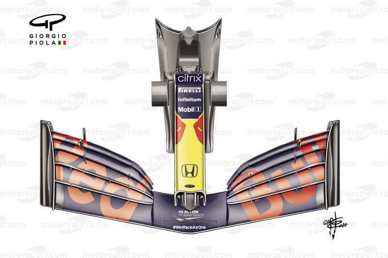 Alerdón delantero del Red Bull Racing RB16B.