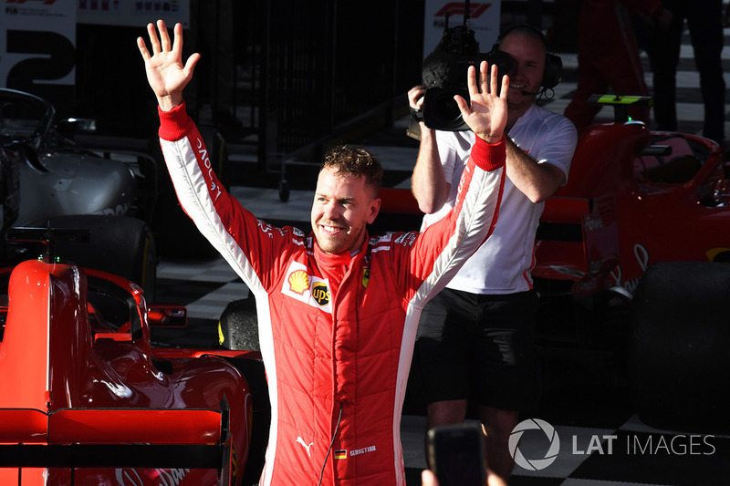 Il vincitore della gara Sebastian Vettel, Ferrari
