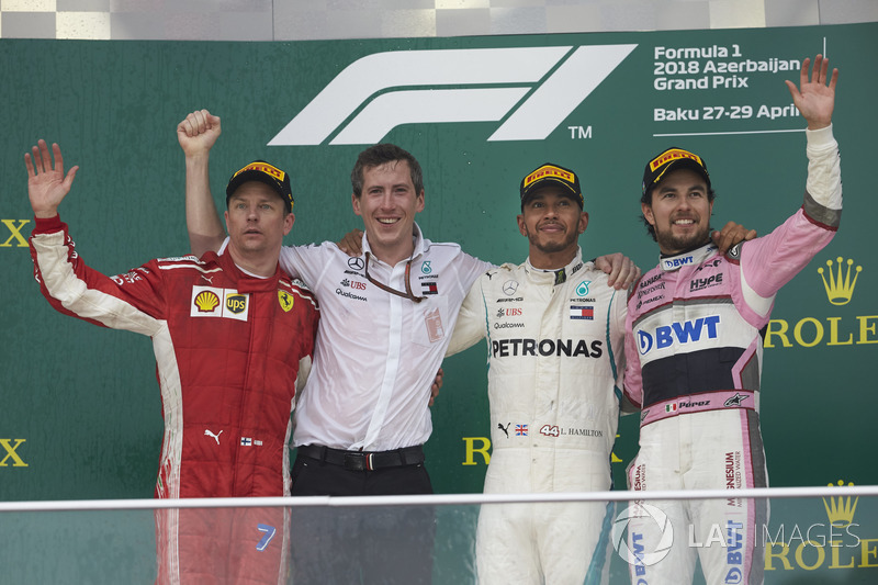 Kimi Raikkonen, Ferrari, Lewis Hamilton, Mercedes AMG F1, Sergio Perez, Force India