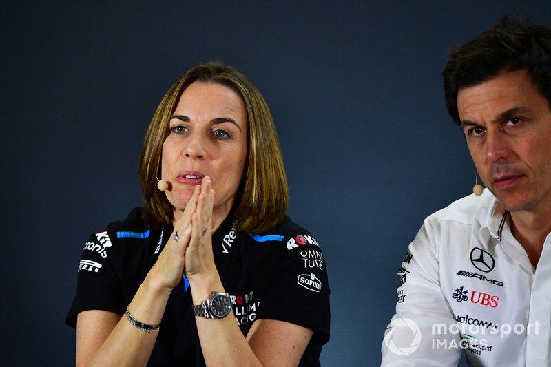 Claire Williams, Deputy Team Principal, Williams Racing, and Toto Wolff, Executive Director (Business), Mercedes AMG