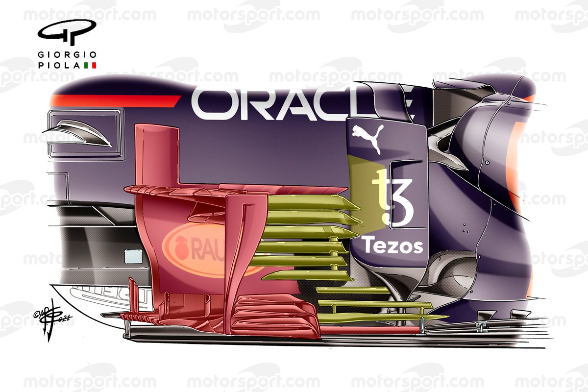 Las partes dañadas y faltantes del Red Bull Racing RB16B