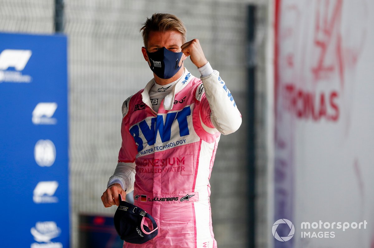 Nico Hulkenberg, Racing Point celebrates in Parc Ferme