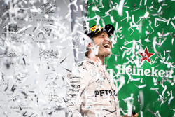 Nico Rosberg, Mercedes AMG F1 celebrates his second position on the podium